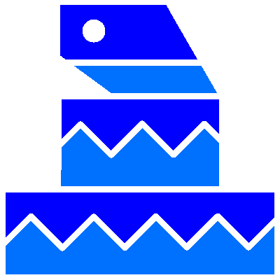 the Modula logo, a stylized garter snake in two shades of blue