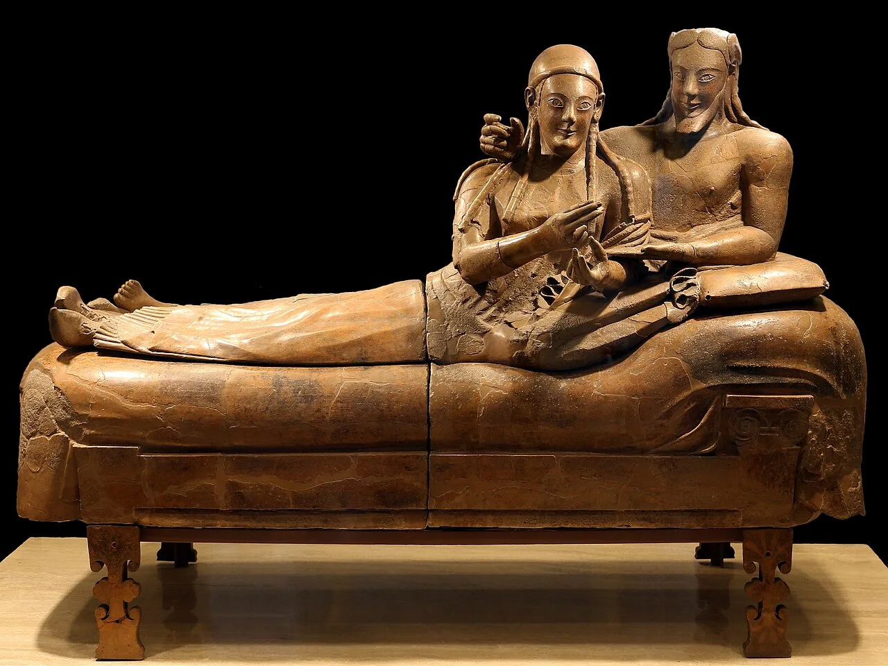 Sarcophagus of the Spouses, terracotta, c. 520 BC — Musée du Louvre, Paris. Wikimedia Commons CC0.