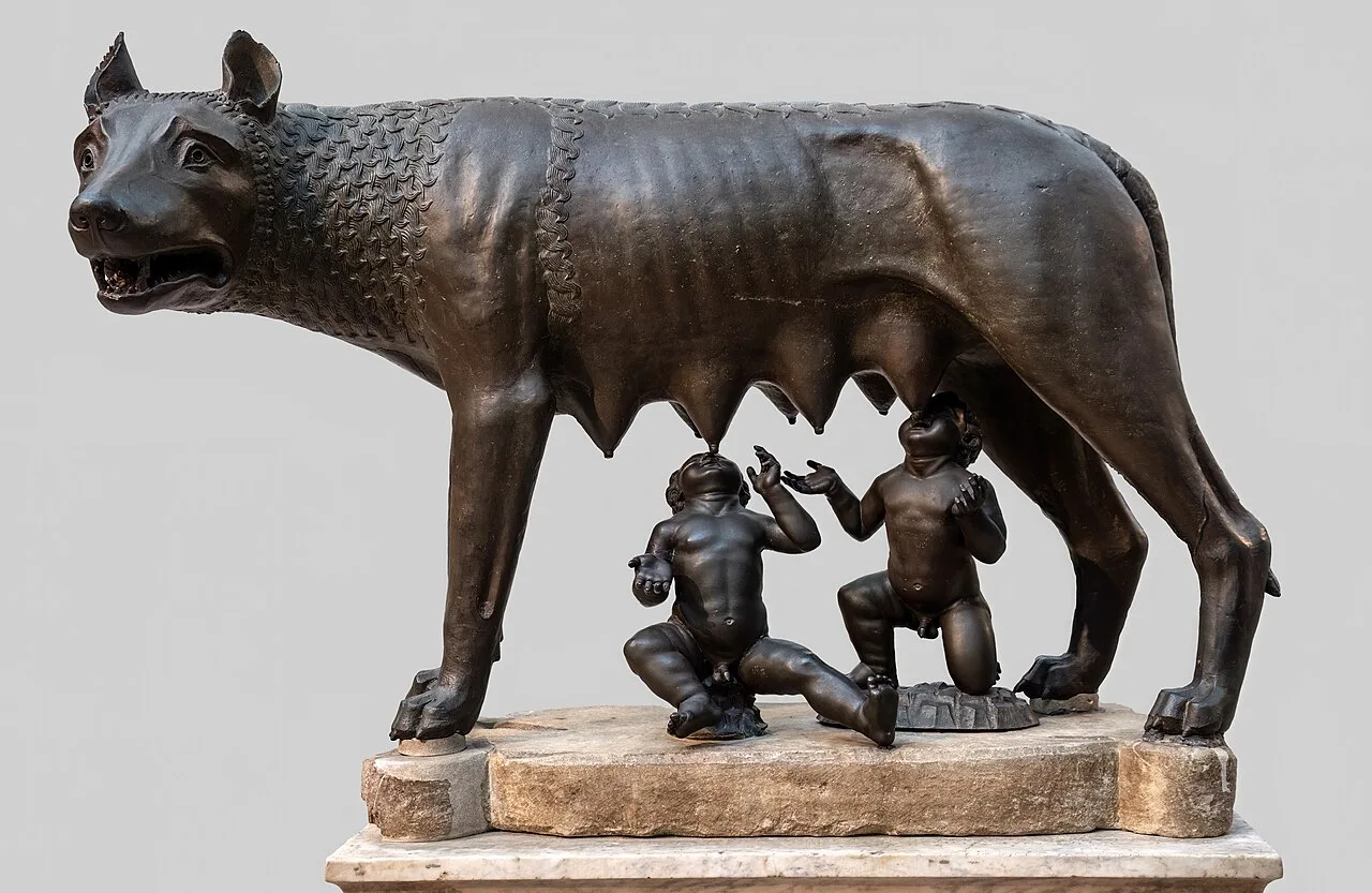 Capitoline Wolf, bronze, c. 500–480 BC — Musei Capitolini, Rome. Wikimedia Commons CC0.